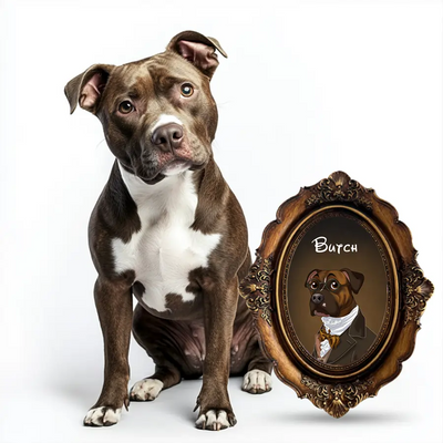 Custom Cartoon Pet Art in Vintage Frame