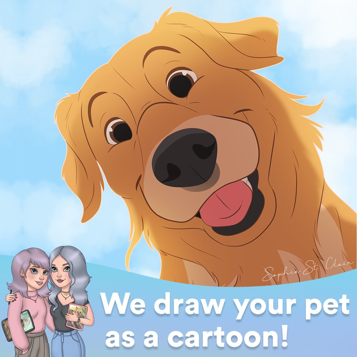 The Friendly Custom Cartoon Pet Portrait