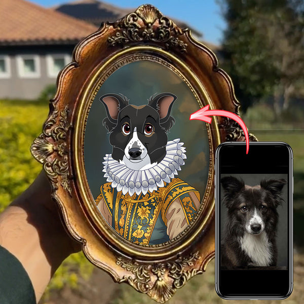 Custom Cartoon Renaissance Pet in Vintage Frame