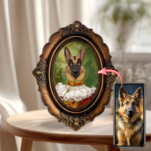 Custom Cartoon Renaissance Pet in Vintage Frame
