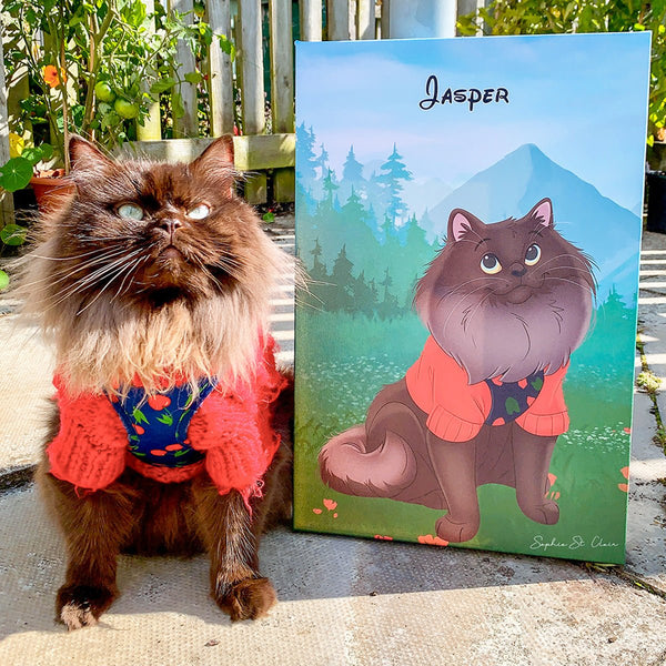 Custom Cartoon Art Wrapped Pet Canvas