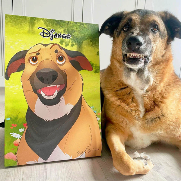 Custom Cartoon Art Wrapped Pet Canvas