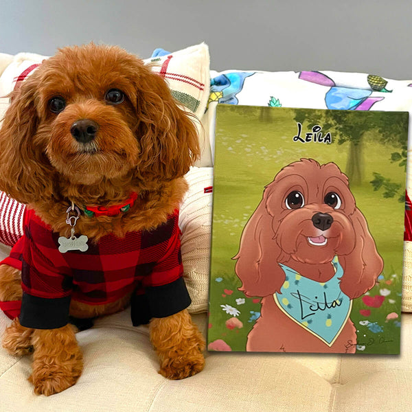 Custom Cartoon Art Wrapped Pet Canvas