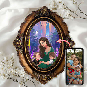Custom Mother’s Day Cartoon Portrait with Vintage Frame