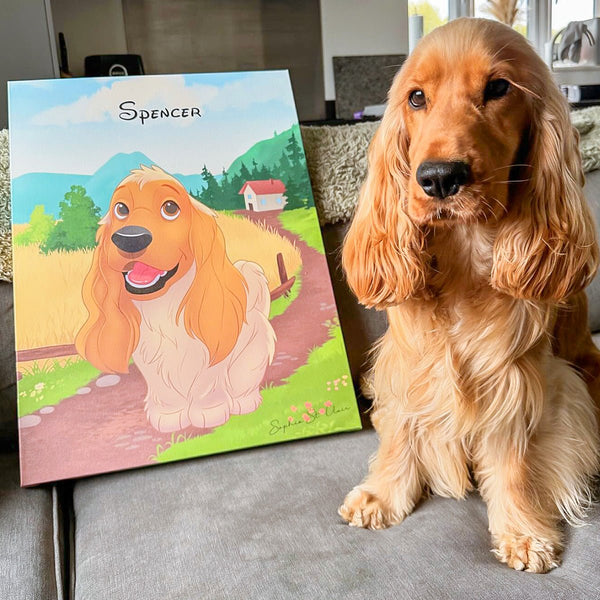 Custom Cartoon Art Wrapped Pet Canvas