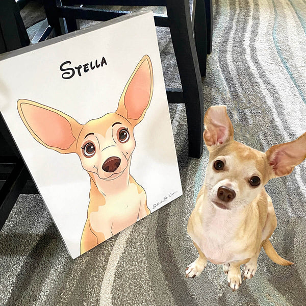 Custom Cartoon Art Wrapped Pet Canvas