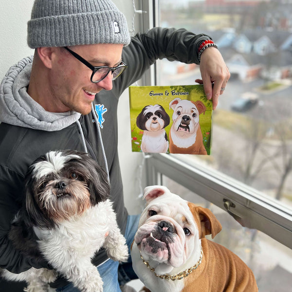 Custom Cartoon Art Wrapped Pet Canvas