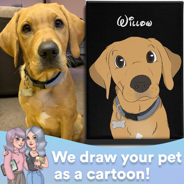 Custom Hand-Drawn Cartoon Pet Canvas