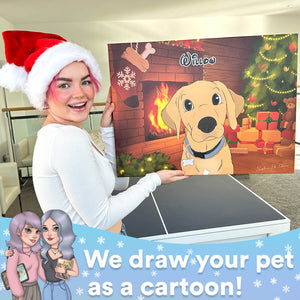 Custom Hand-Drawn Cartoon Pet Canvas