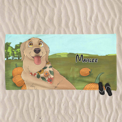 custom cartoon portrait of dog on a blanket