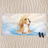 custom cartoon portrait of a dog on a towel