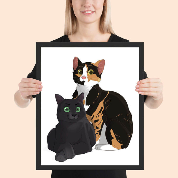 Custom Cartoon Framed Pet Poster