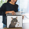 custom cartoon portrait of cat and rabbit on a laptop sleeve
