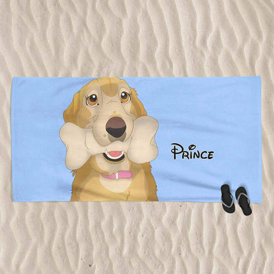 custom cartoon portrait of a dog on a towel
