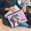 custom cartoon portrait of dog on a laptop sleeve