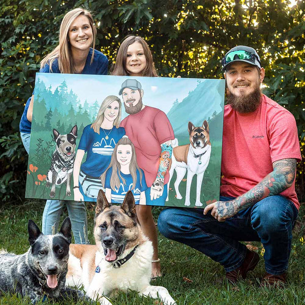 custom family cartoon portrait