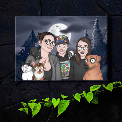 Custom Spooky Halloween Art Wrapped Pet Canvas