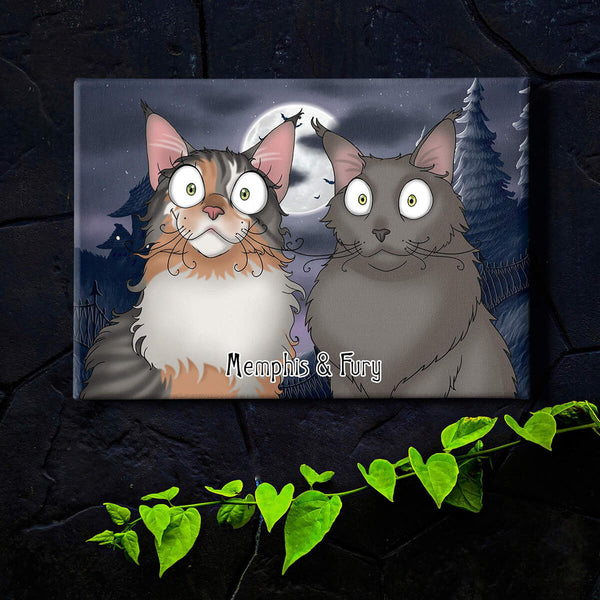 Custom Spooky Halloween Art Wrapped Pet Canvas