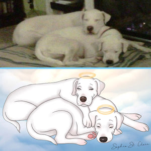 Memorial Custom Cartoon Pet Portrait