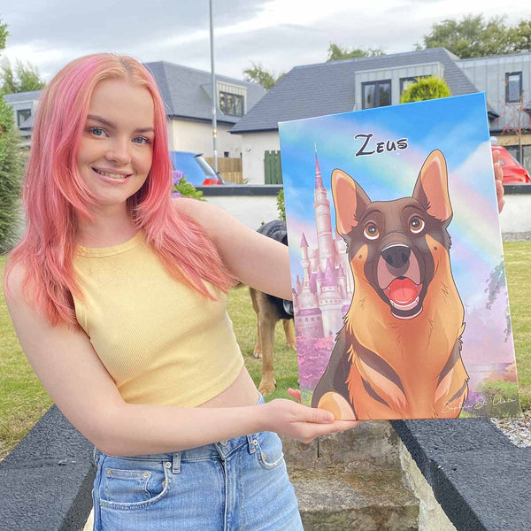 Custom Hand-Drawn Cartoon Pet Canvas