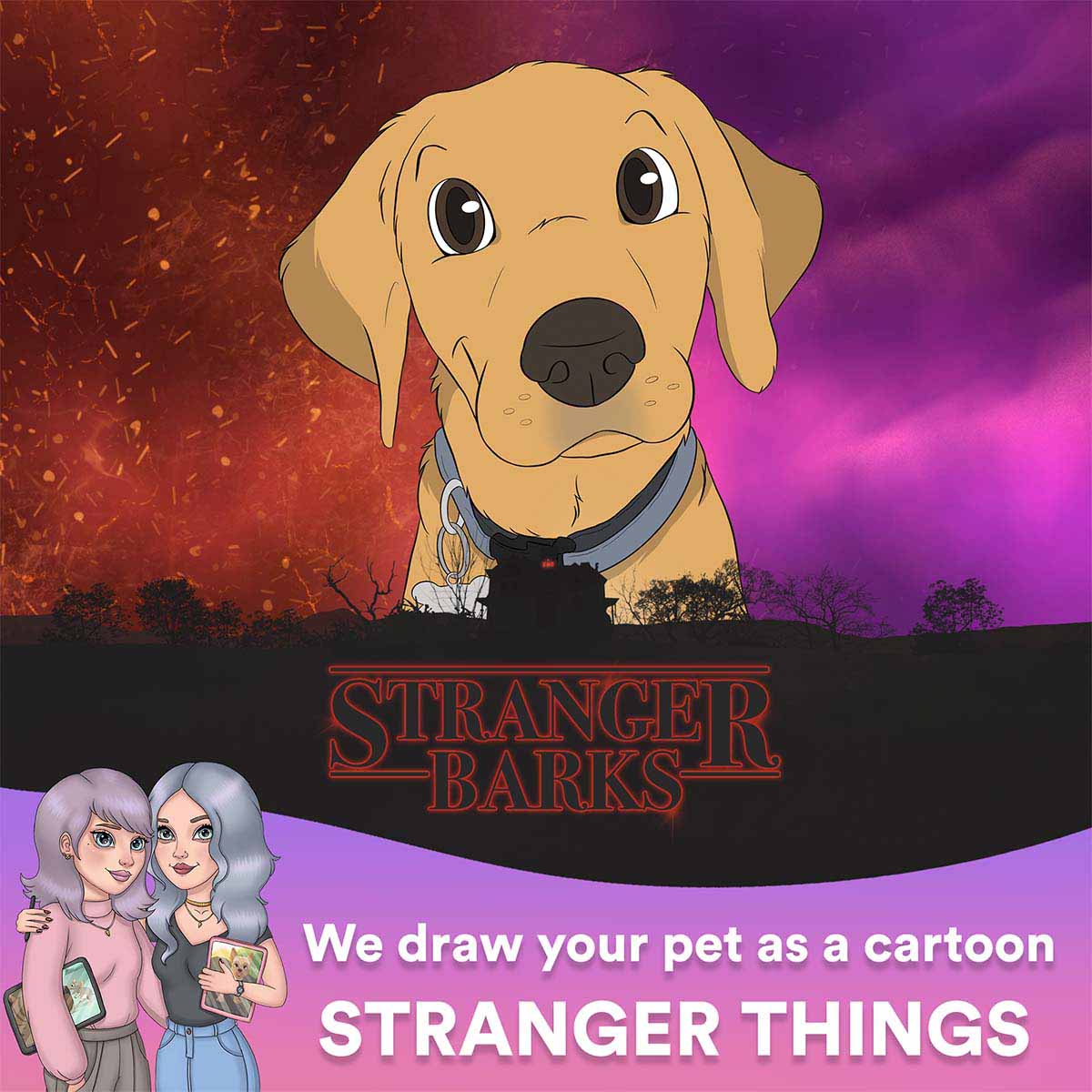 Limited Edition Custom Cartoon Pet Canvas - Stranger Things