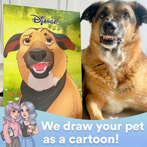 Custom Hand-Drawn Cartoon Pet Canvas